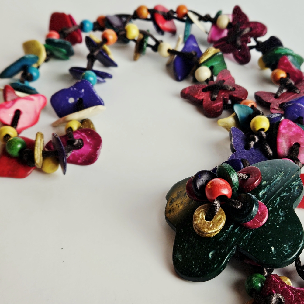 Hand Crafted Multicolor Butterfly Statement Neckl… - image 5